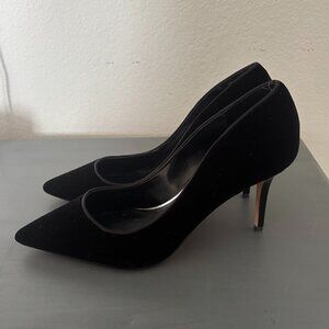 White House Black Market black velvet pointed-toe high heels